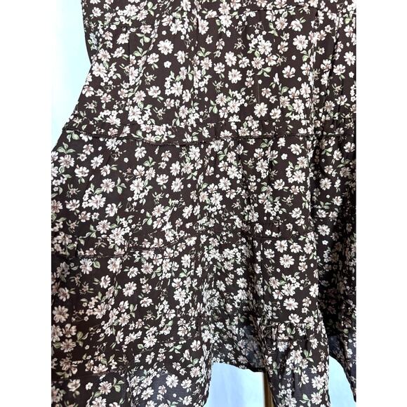 NWT Area Stars Demure Floral Dress "Pearl" Buttons A-Line Tiered Ruffle Skirt XS - Picture 8 of 9